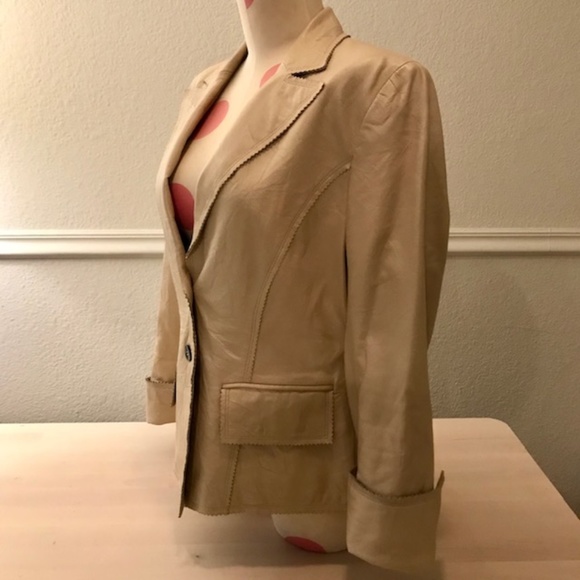 Tan leather Anne Klein Jacket - Picture 4 of 6